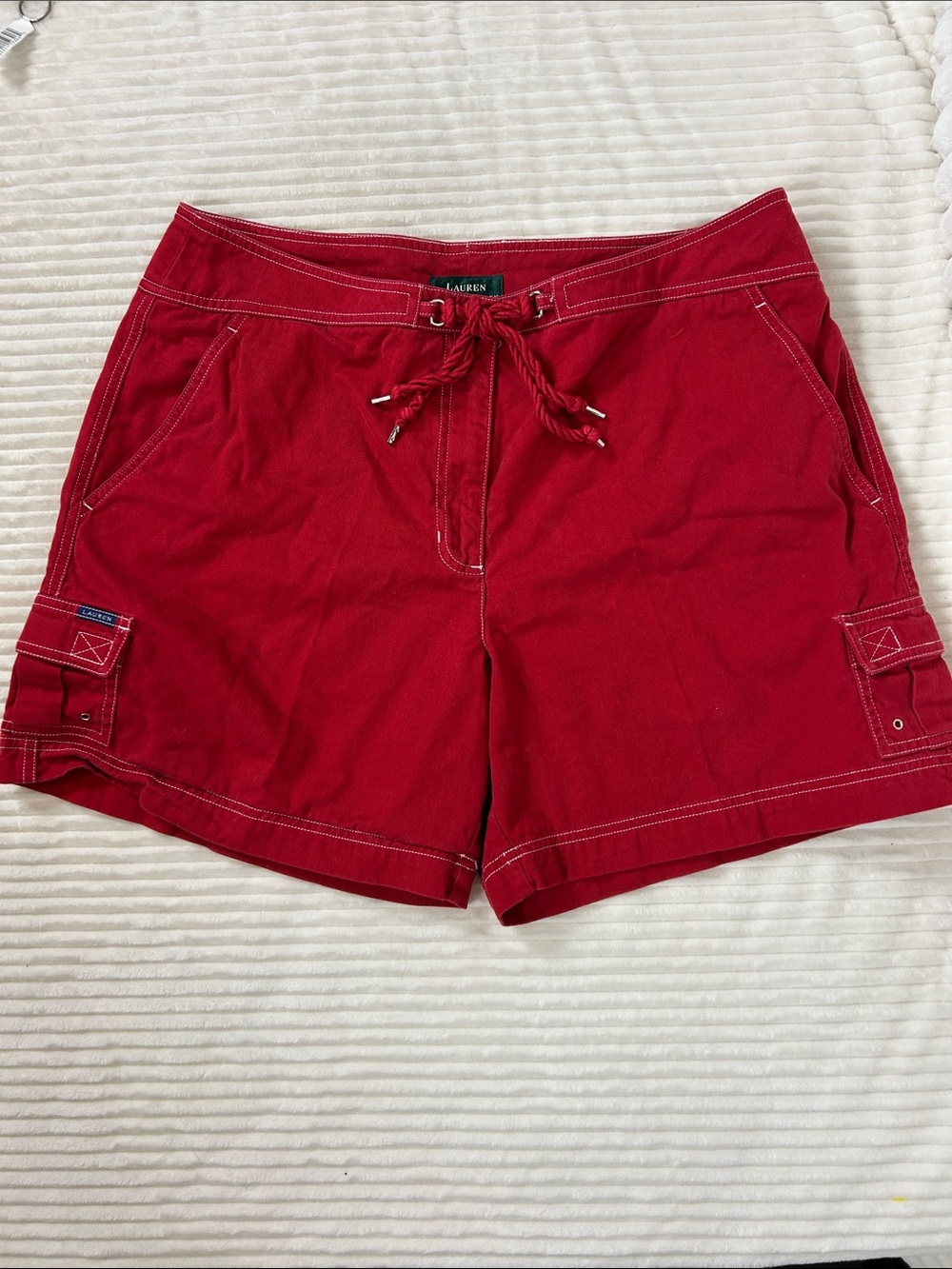 Ralph Lauren Crimson Cargo Drawstring Shorts
